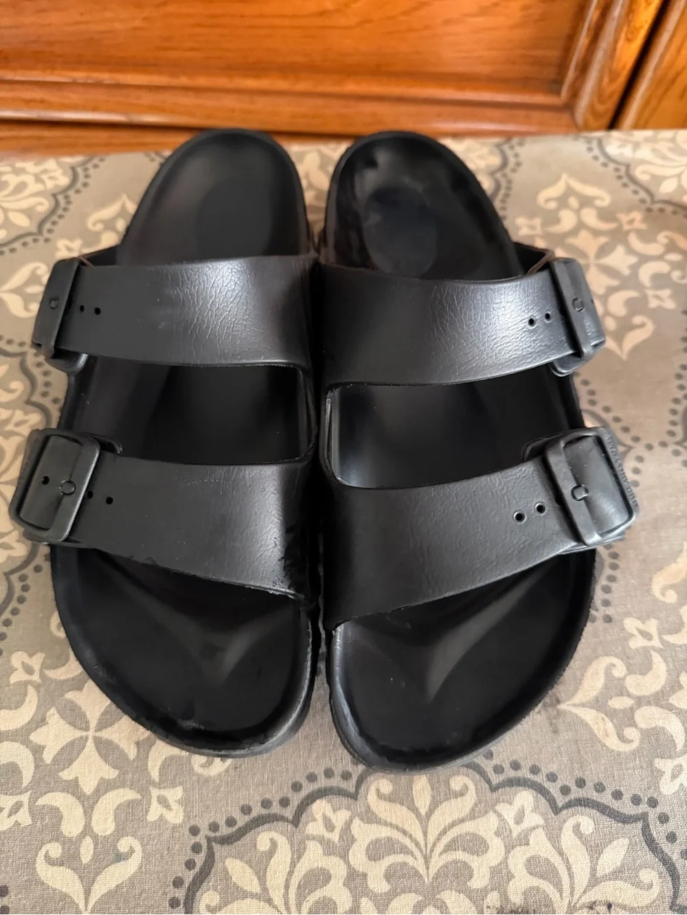 Birkenstock Black Two-Buckle Slide Sandals
